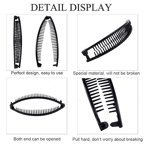Miniatura 3 de Pinzas para el pelo de plátano para mujer, clip de plátano para cabello fino, peines clásicos grandes y doble peine de cola de pez, clip para cola