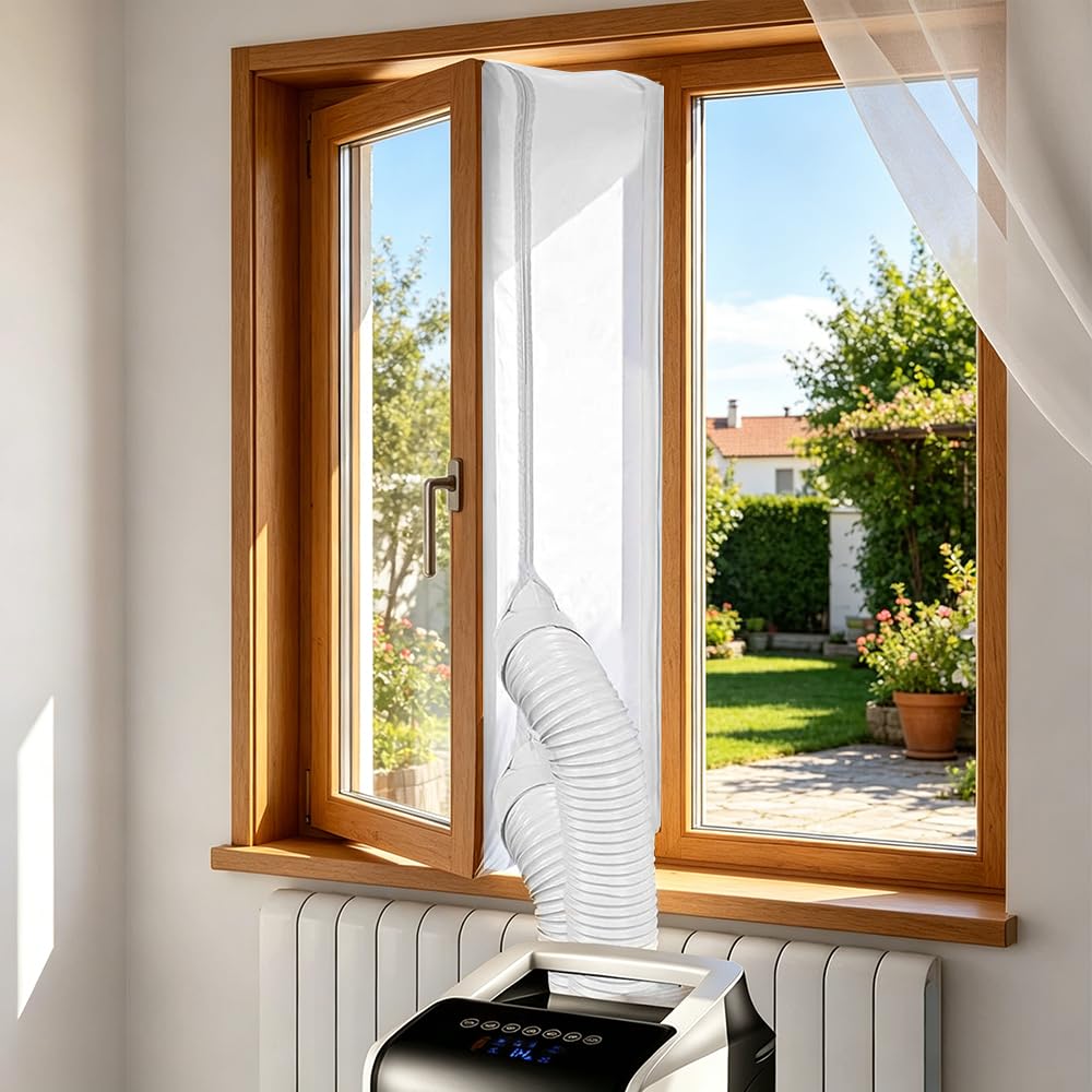 400cm Fensterabdichtung für Mobile Klimageräte,Klimaanlage Fensterabdichtung,Hot Air Stop zum Anbringen An Fenster,Fensterabdichtung Klimaanlage für Dachfenster, Flügelfenster, Schiebefenster