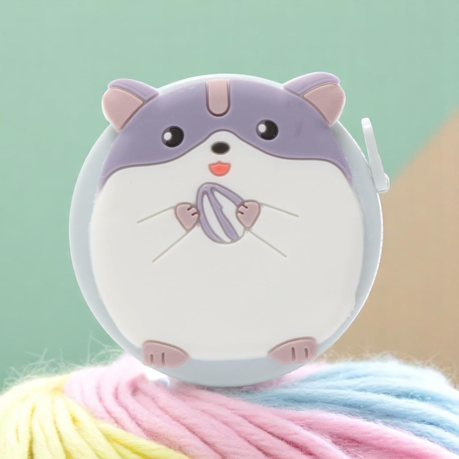 Generic 1Pcs Measure Tape Cartoon Push-Button Tape Measure Purple Mouse Design +/-5% Accuracy Plastic PVC Blue 5x5x1cm