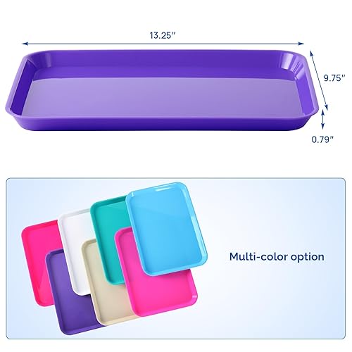 Miniatura 4 de JMU Bandejas para Procedimientos Dentales Autoclavables Juego de Bandejas Planas Tamaño B 13.25" X 9.75", Bandejas de Plástico para Instrumentos