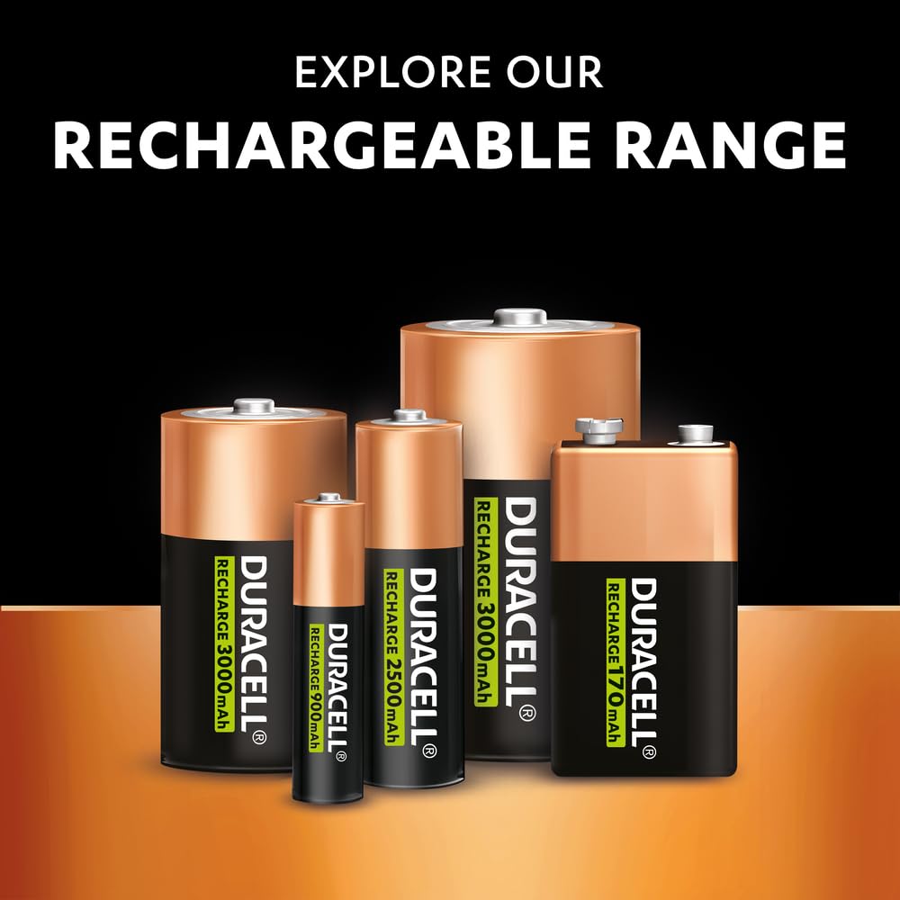 6 pilas Duracell D recargables 3000 mAh (3 blísters de 2 baterías) 6 pilas