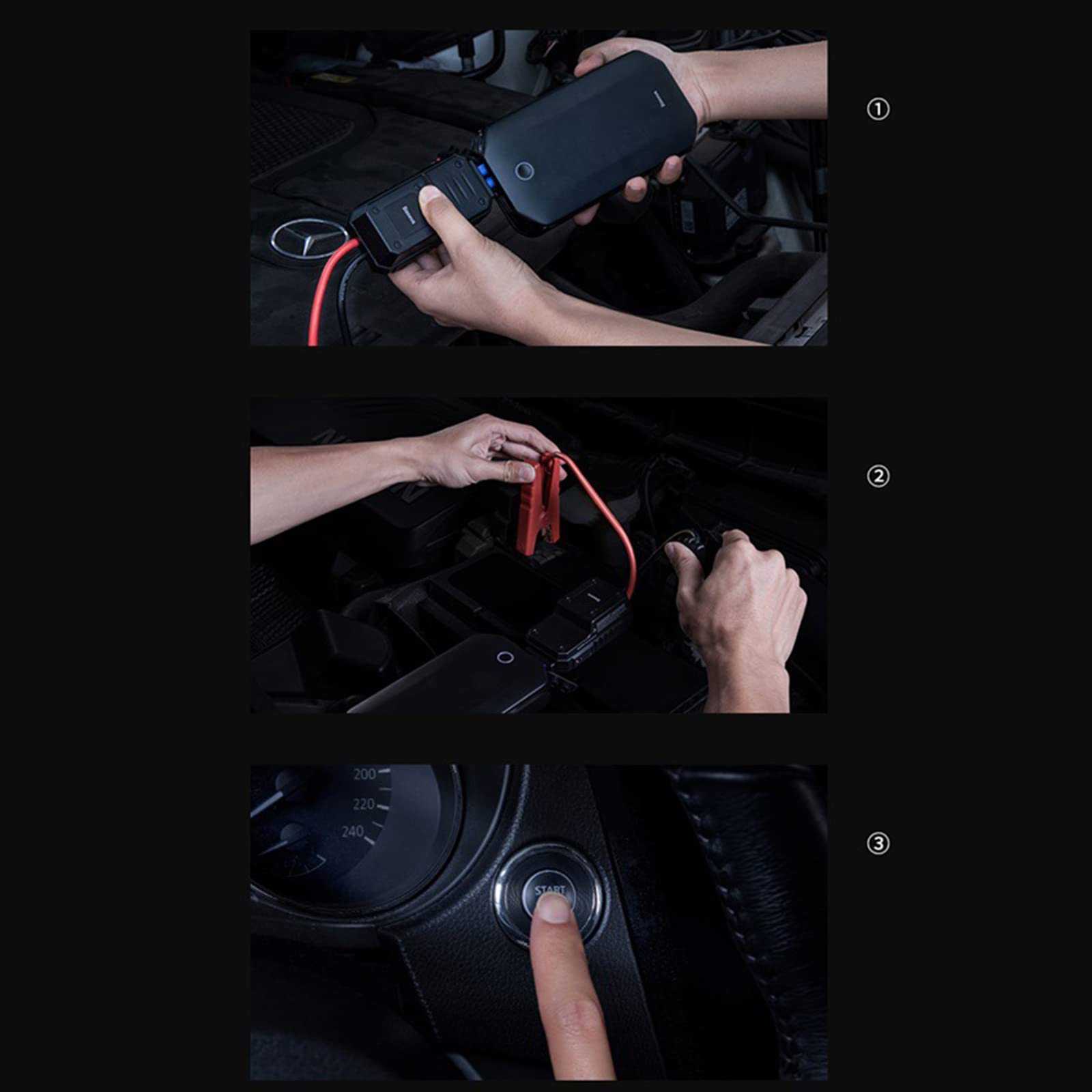 Arrancador de batería portátil para Coche, 450 A, 12 000 mAh, para Motores de Gasolina de 4 L y diésel de 2,5 L, con Carga rápida USB para Camiones, S