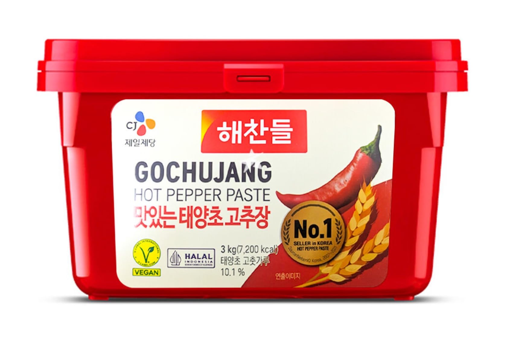 CJ Haechandle Gochujang (Pâte de Piment) Medium Hot Pâte de Piment Halal 3kg/Boite - Offres de 1 et 2 Boites - Livraison Gratuite France (1 boite)