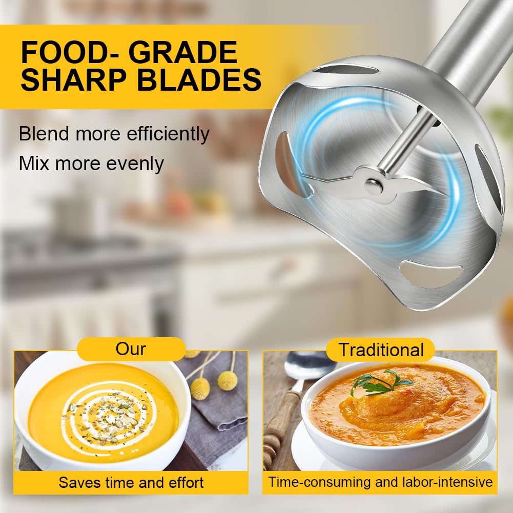 AXFEE Stabmixer, 400W Pürierstab Edelstahl, Stabmixer Elektrischer, Purierstabmixer, Pürierstab für Küche, Elektrische Hand Blender für Babynahrung, Salate, Sauce, Püree, Suppen＆Smoothies -Schwarz