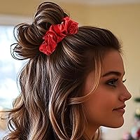 Vista 5 de CAKURE Bandas elásticas para el cabello, bandas elásticas para coleta de caballo de color rojo dorado, accesorios para el cabello para mujeres