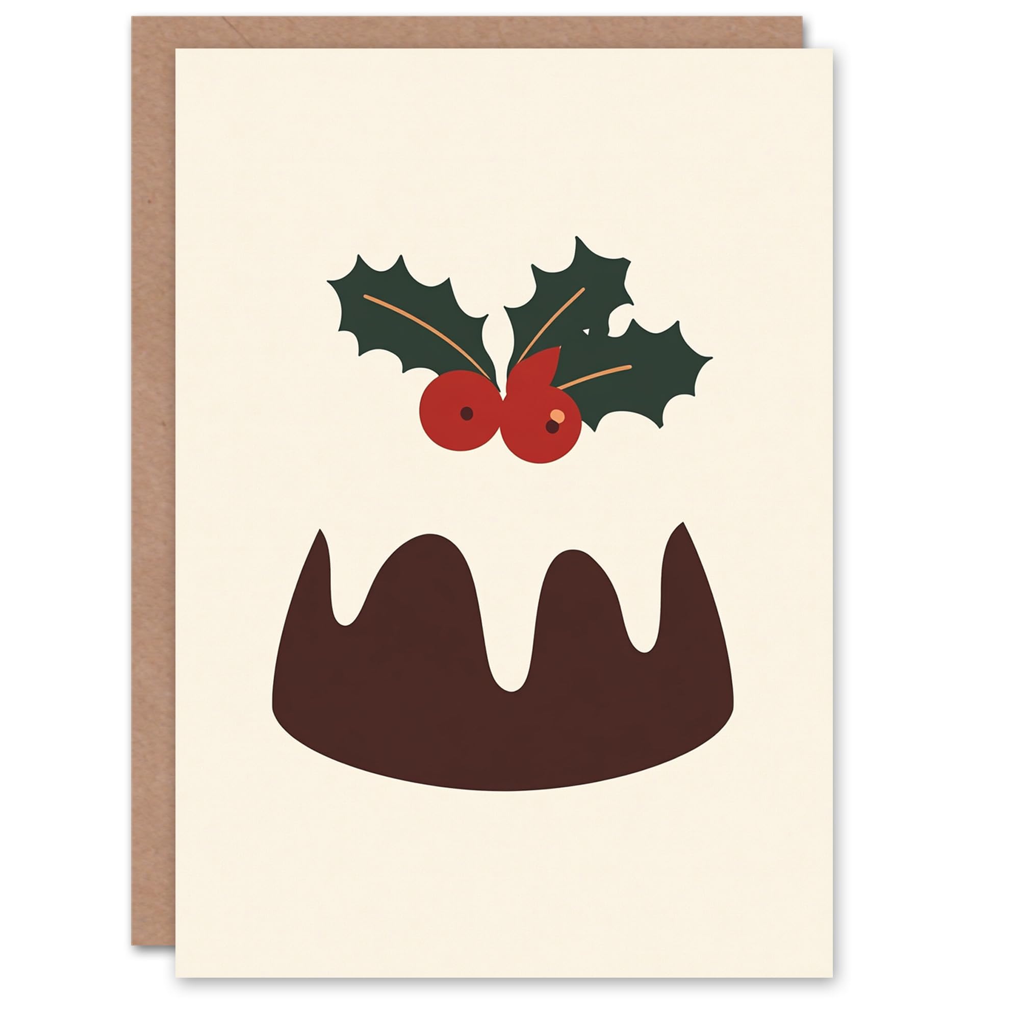 Wee Blue Coo Cake Pudding Holly Icing Graphic Xmas Art Blank Christmas Card