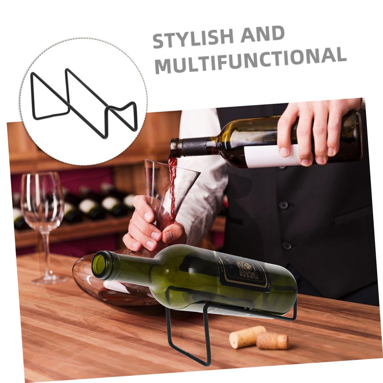 Ipetboom Porte-bouteilles En Métal Noir Petit Format, Casier à Vin Multifonction 4 Pièces, Structure Fer Résistante, Rangement Double Compartiment Pour Maison, Bar Et Restaurant