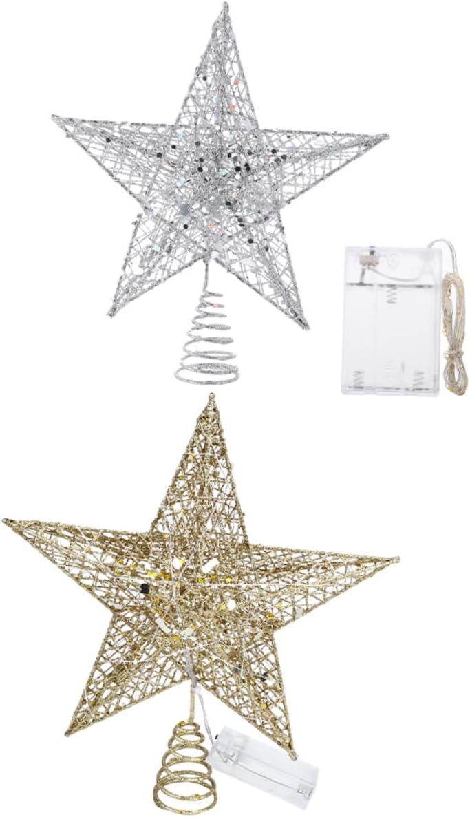 High Heel 1 Set Christmas Tree Top Star Lights Fairy Tree Topper Holiday Tree Toppers Star Lamp Wrought Iron High Heel