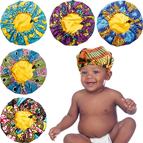 6 Pieces Kids Satin Bonnet Adjustable Sleeping Cap Night Sleep Caps Reversible Satin Hats Soft Flower Night Hats Double Layer Sleeping Hats for Teens Toddler Child