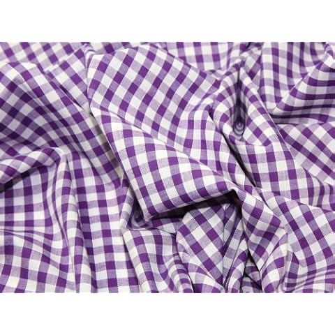 45" wide 1/4" Check Corded Gingham Dress Fabric Purple - per metre Cover