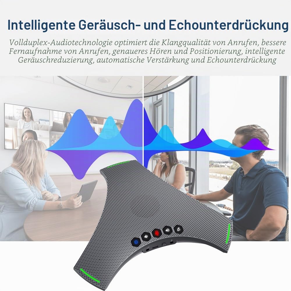 Octopus Ultra, Lautsprecher und Konferenzmikrofon mit Erweiterungsmikrofon, Geräusch- und Echounterdrückung, Bluetooth-Verbindung, USB und Gänseblümchen-Verbindung