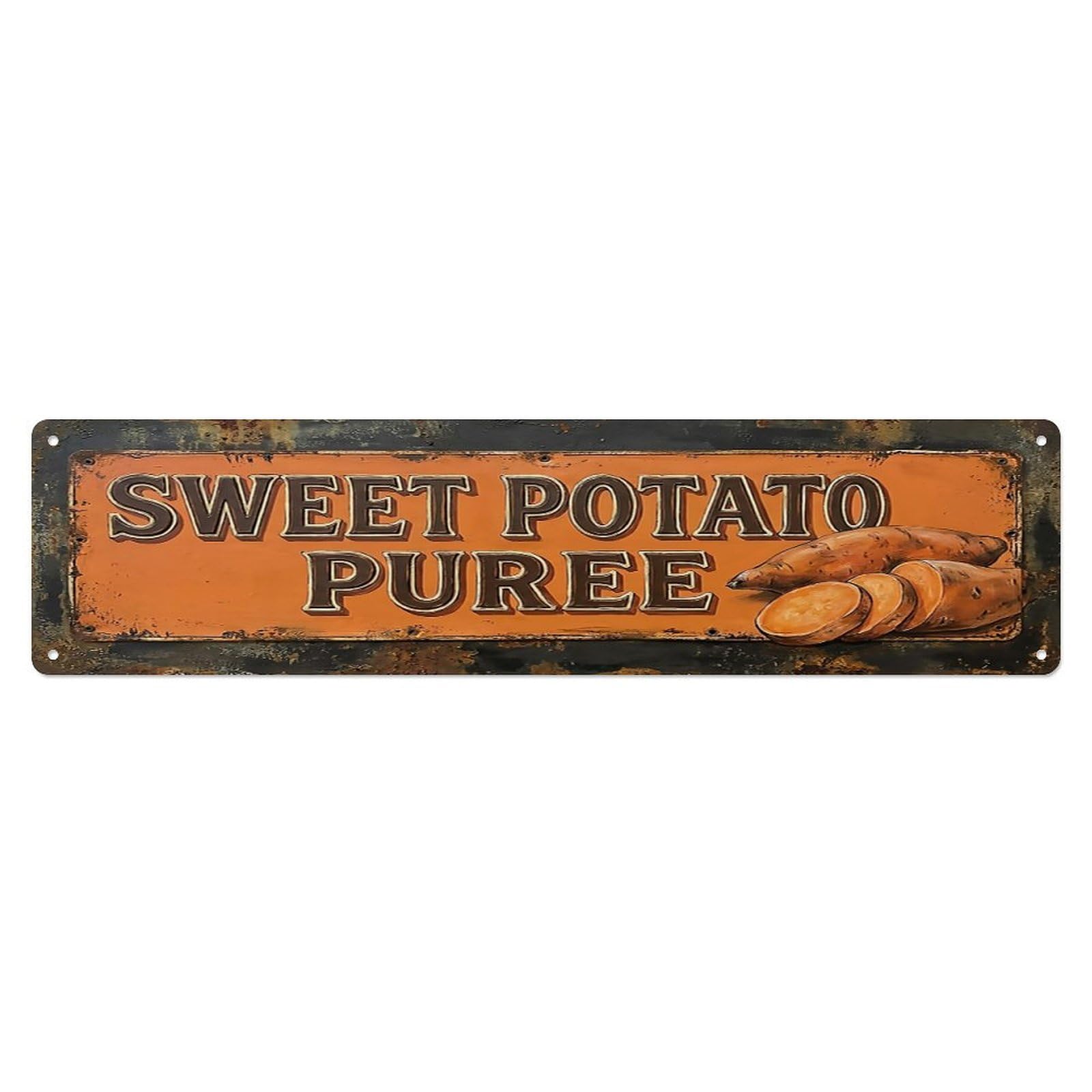 Vintage Sweet Potato Puree Creamy Farmhouse Metal Tin Sign
