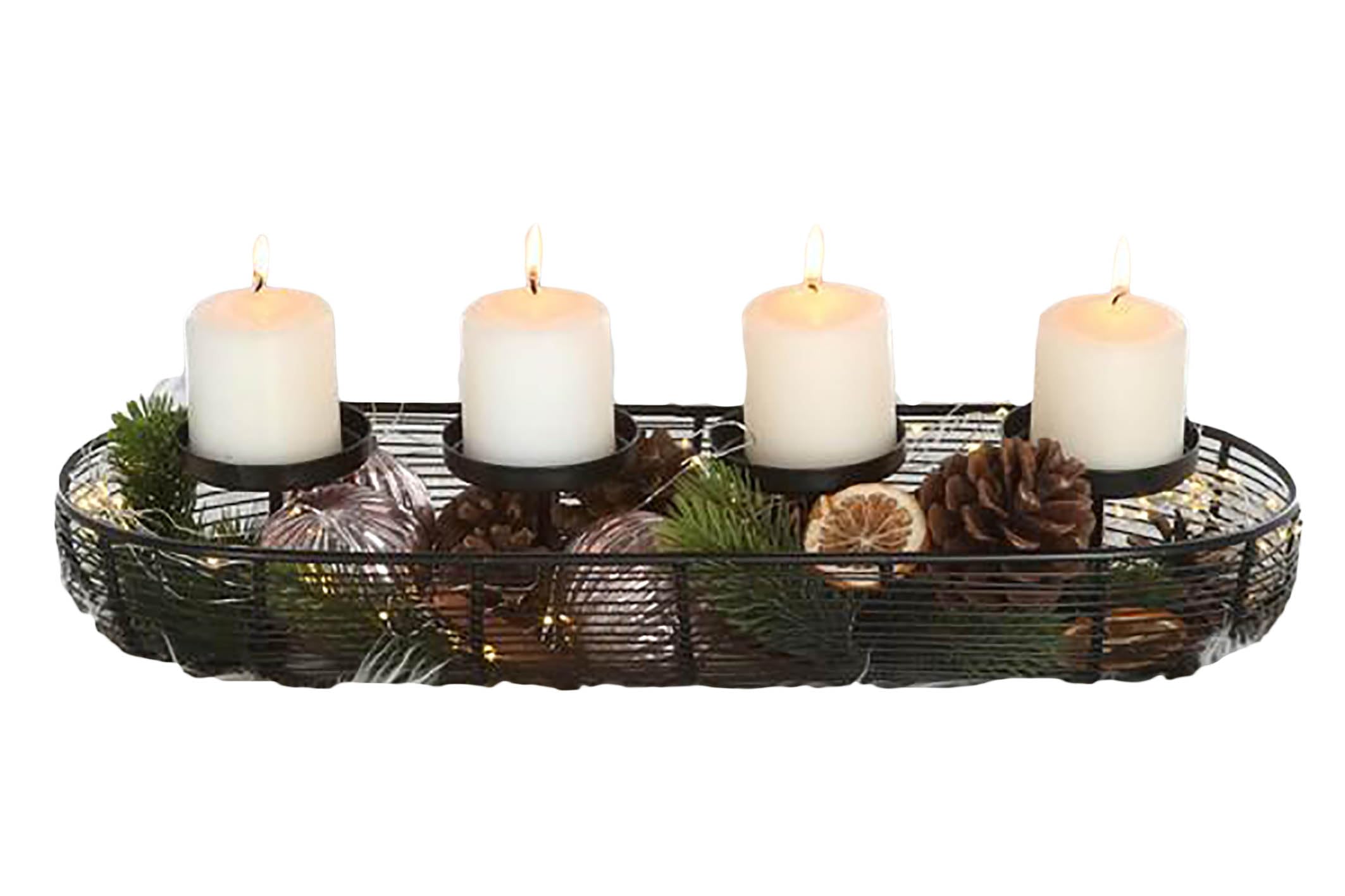 Couronne De L’Avent Plateau Bois Et Bougeoir Métal Noir – Diamètre 27 Cm – Déco Noël Moderne - 11