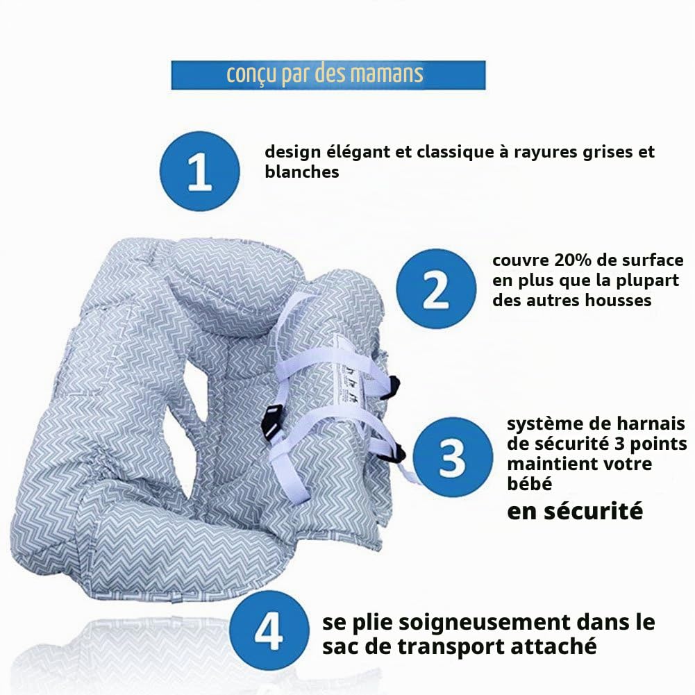 LeRan Réglable Bébé Supermarché Shopping Trolley Protège Siège Housse de chaise haute universelle pour tout-petits et housses de coussins panier avec sac transport, poussettes lavables organiseurs