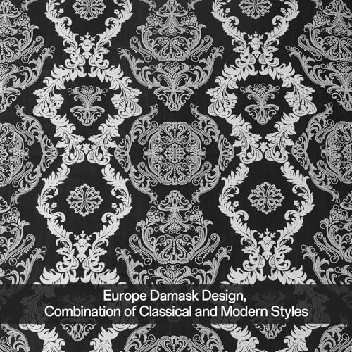 WONGS BEDDING 7 Pieces Comforter Set Queen Size, Black White Texture Bedding Set for All Season, Damask Soft and Breathable Bed in a Bag with Comforter, Flat Sheet, Fitted Sheet, Pillowcases & Shams - Thumbnail 5