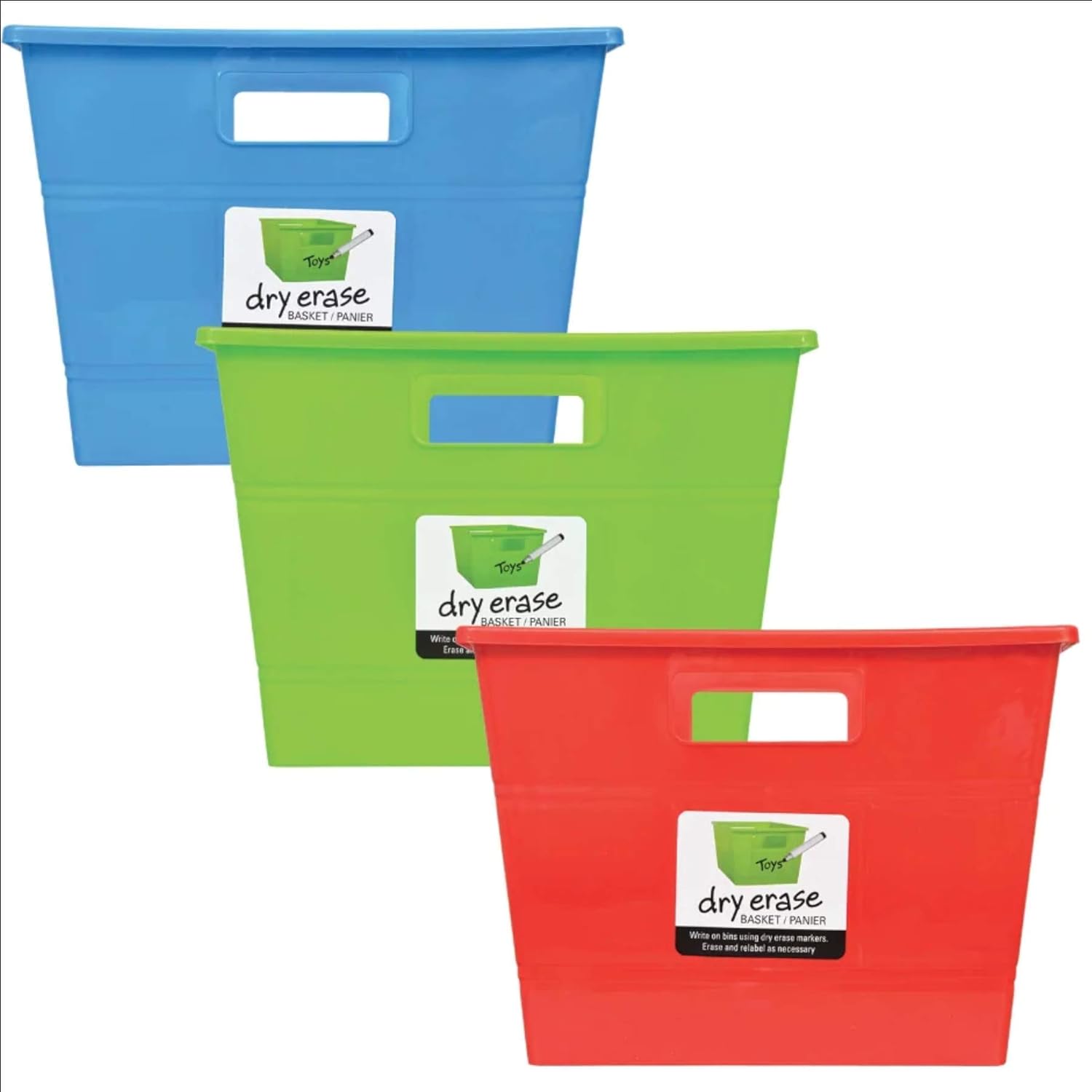Dry Erase plastic bins 3 pack, 7.80 x 9.20 x 9.10 in Office Products