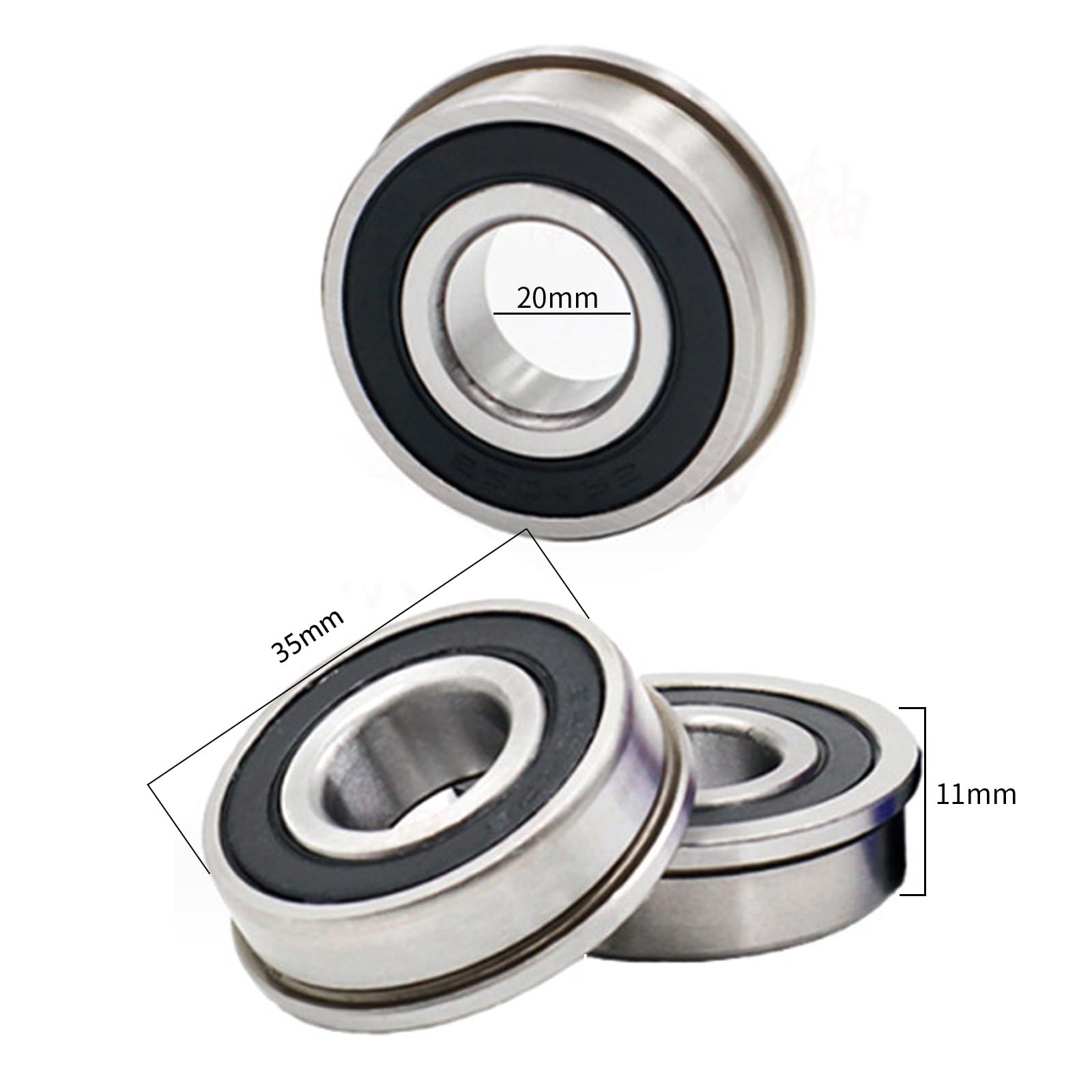 Lot De 4 Roulements à Bride F6003-20-2RS 20x35x11 Mm – Parfait Pour Brouettes, Chariots De Jardin Et Roues