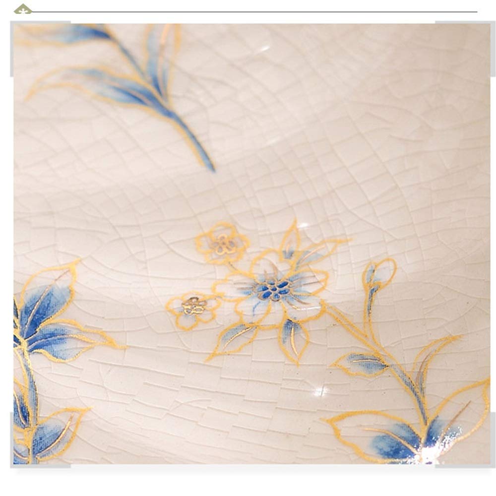 Soporte de cerámica para Tartas de 2 Niveles, con diseño de Flores, para Bodas, Frutas, Cupcakes, postres, Frutas, Buffet (Color: Azul, tamaño: 25 x 31 cm) (Naranja: 25 x 31 cm)