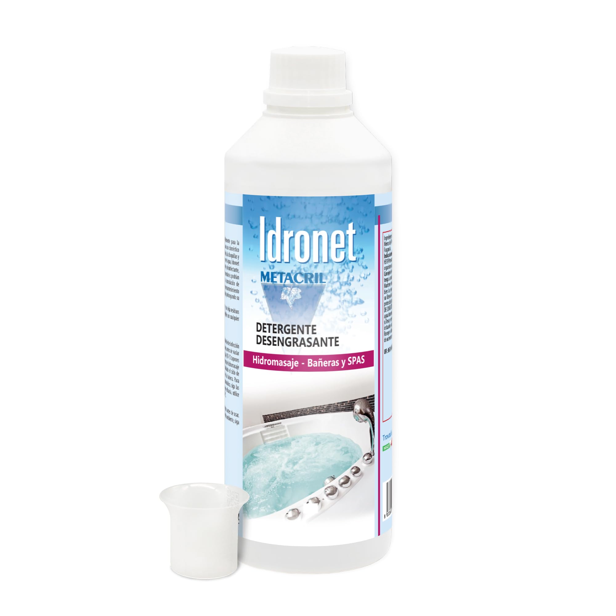 Metacril Detergen 500 ML + Idronet 500 ML, Detergente y desincrustante, Ideal para bañeras de hidromasaje | Antical, ideal para bañera de hidromasaje de acrílico de todas las marcas