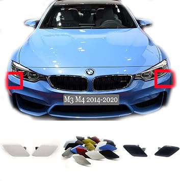 Headlight Washer Covers for 14-20 BMW M Series M3 M4 2014 2015 2016 2017 2018 2019 2020 F80 Fit Sedan F82 Coupe F83 Convertible 2Pcs Pair Left+Right White