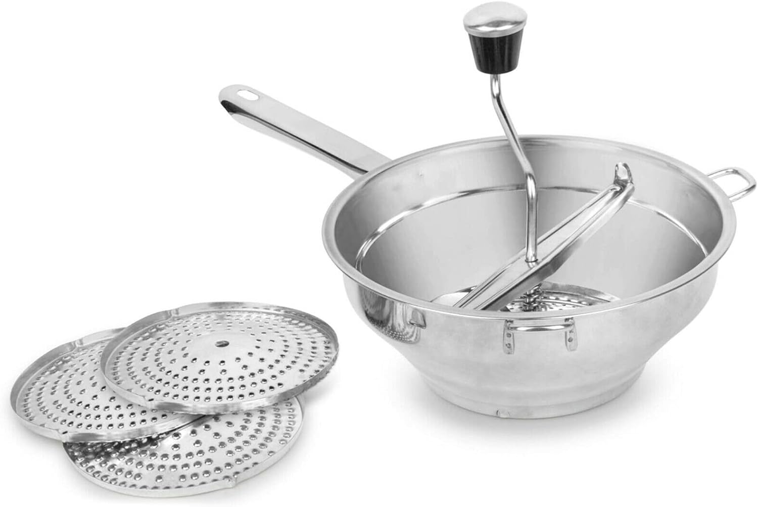 Stainless Steel Food Mill with 3 Grinding Discs Hand Crank Mashing Tool for Fruits Veggies Soup Sauce Jam Baby Prep