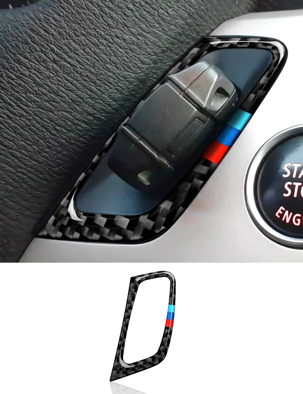 HENGYUESHANG Car Key Frame Panel Cover Trim Carbon Fiber Sticker Decal fits for BMW X5 E70 X6 E71 2007 2008 2009 2010 2011 2012 2013 2014 Accessories