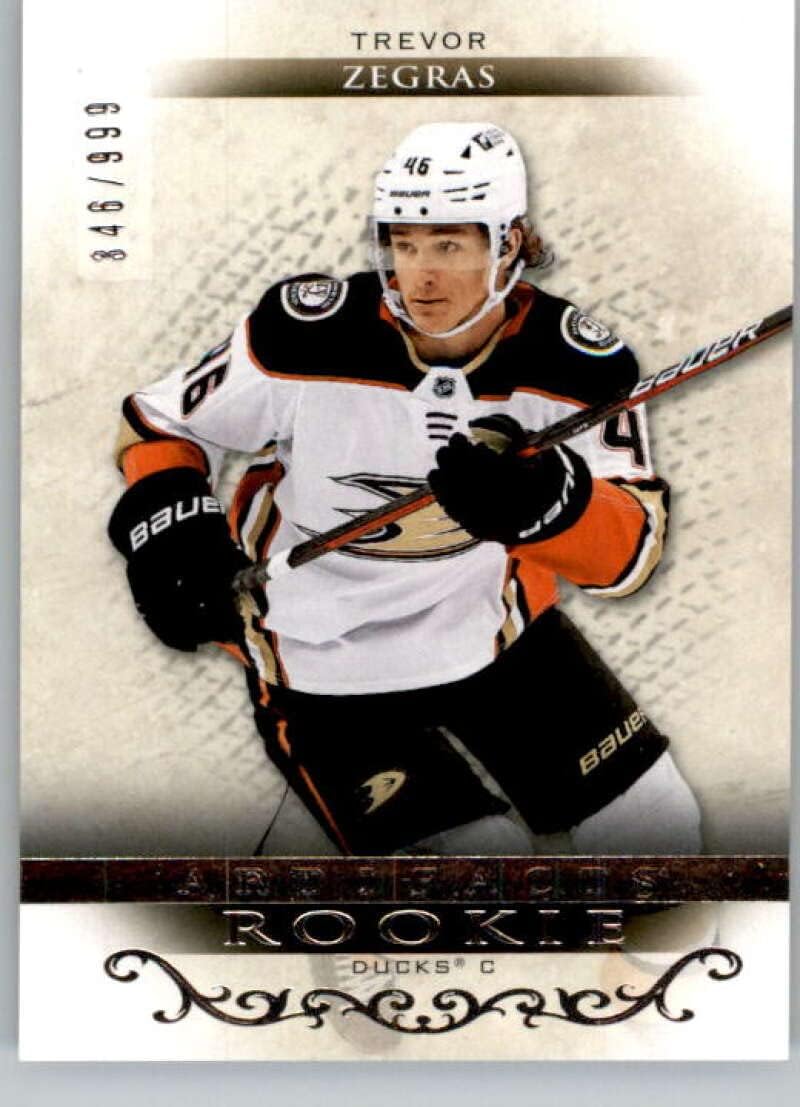 2021-22 Upper Deck Artifacts #166 Trevor Zegras RC Rookie Card SER/999 Anaheim Ducks Official NHL Hockey Card in Raw (NM or Better) Condition