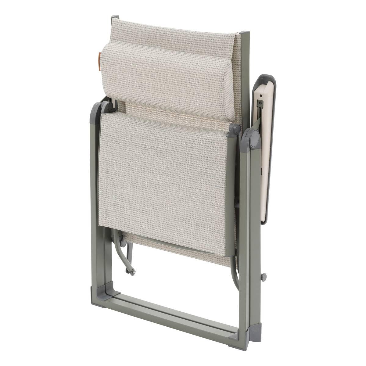 Hespéride - Fauteuil de Jardin inclinable Decima Vert Olive et Vert Laurier 8 Positions en Aluminium et texaline