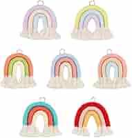 CRAFTYMELODY 2 Stück Regenbogen Wandbehang - Handgewebt Aus Baumwolle Mit Quaste
