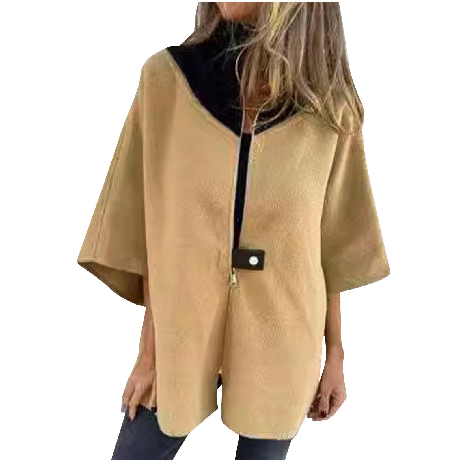 Womens Double Breasted Pea Coat Winter Mid-Long Trench Coat Fashion Business Work Office Outdoor