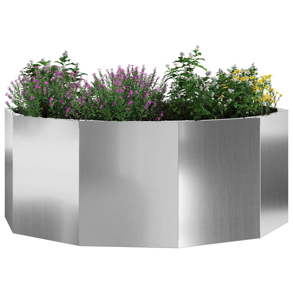 Macetero plateado de acero galvanizado de 90 x 90 x 35 cm, resistente, redondo, para jardín, terraza, balcón, con resistencia a las heladas y fácil montaje para cultivo de plantas