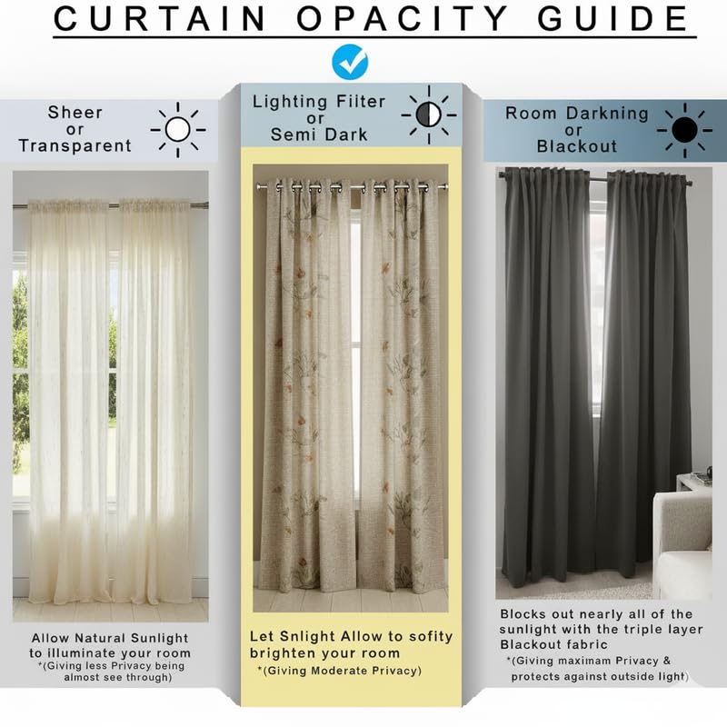 Image of Ultimate Trends Festival Themed Light Filtering Polyester Curtain Lanterns & Crescent Moon Print | Ideal for Festivals, Living Room Dcor | Eyelets|, 5 FEET (Pack of 2)