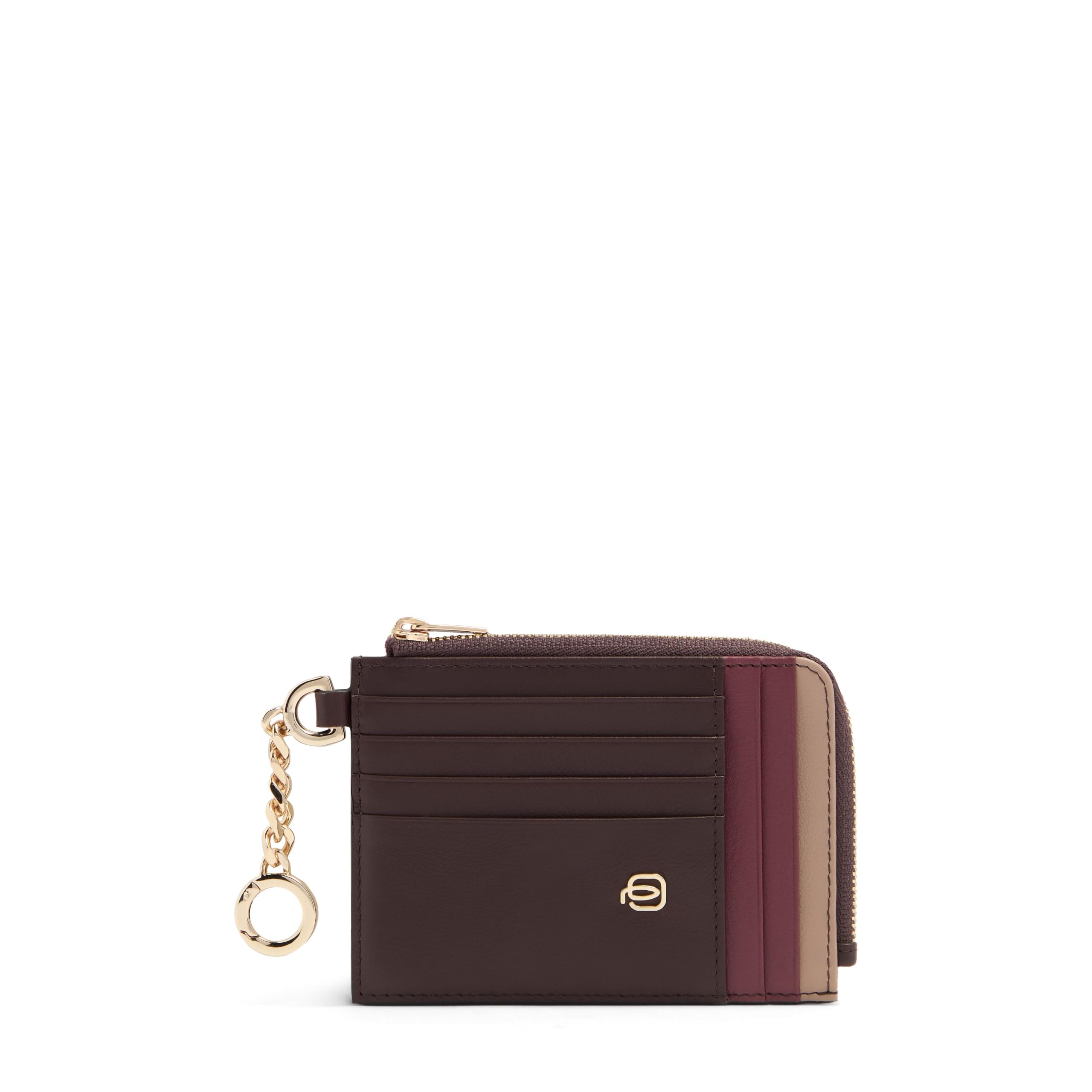 PIQUADRO - Portacarte con Portachiavi in Pelle - Donna - Bordeaux e Rosa