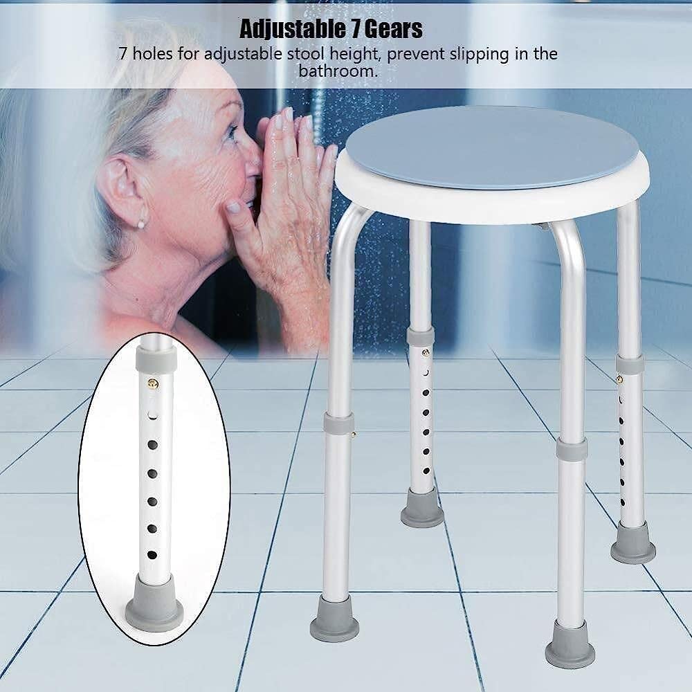 Taburete de Ducha de baño de Seguridad Giratorio Redondo de 360°, Silla de Ducha con Asiento Giratorio de aleación de Aluminio para bañar a Personas Mayores discapacitadas y con Movilidad Limitada