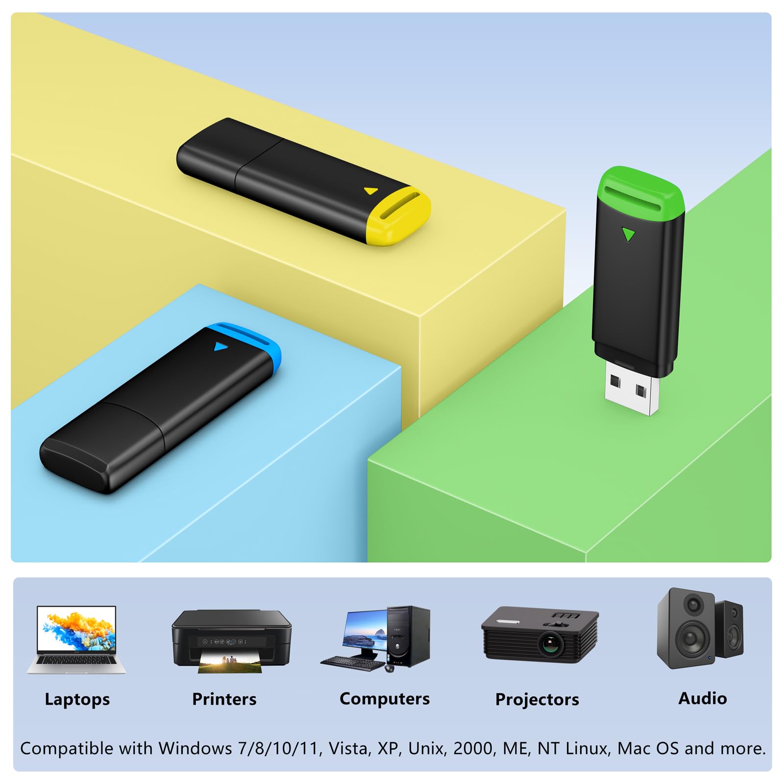 Pamięć flash USB, 8 GB, 20 sztuk, pamięć USB 2.0, 8 GB, 20 sztuk, pendrive wielopak, do przechowywania danych i tworzenia kopii zapasowych (wielokolorowy, 8 GB, 20 sztuk)