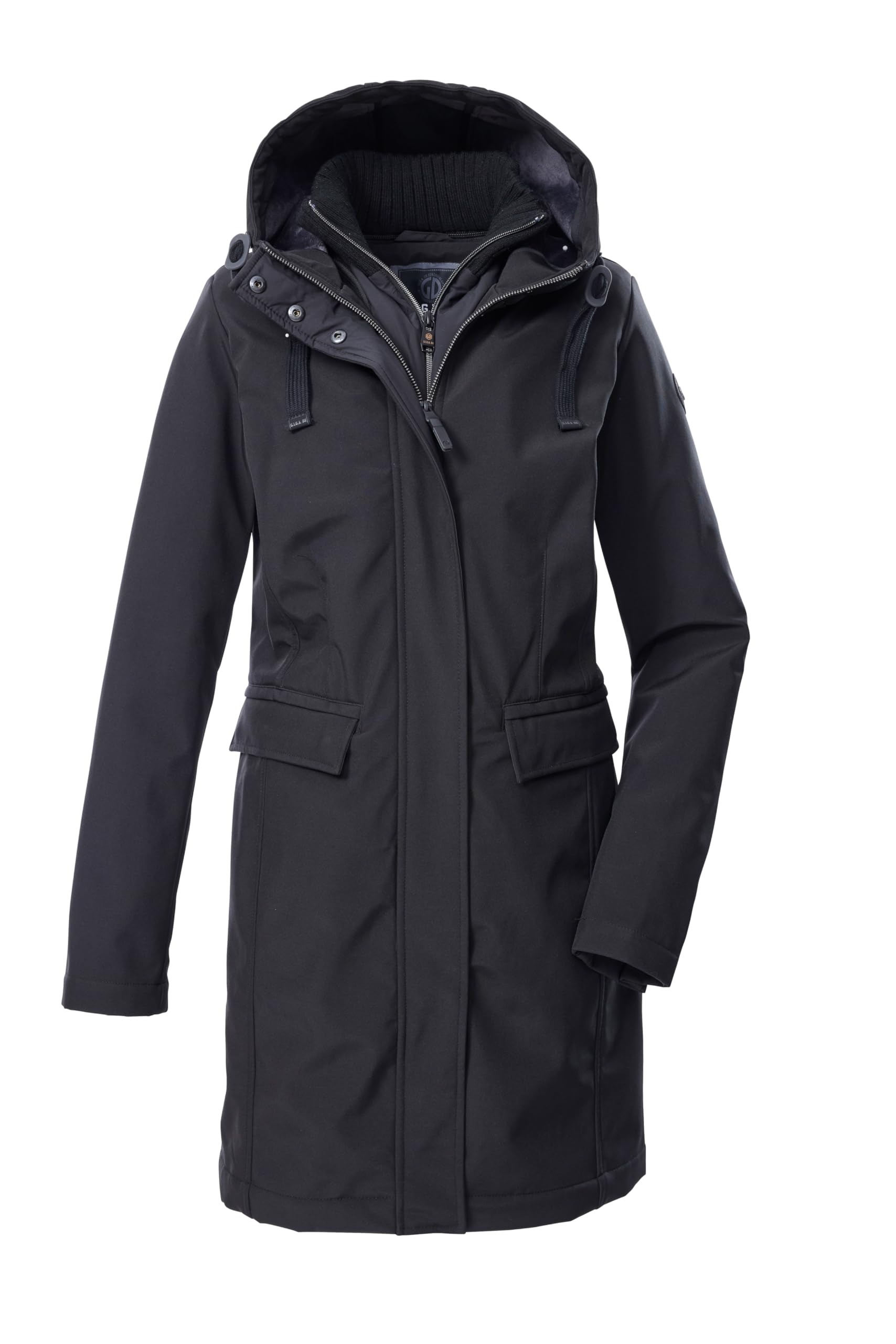G.I.G.A. DX dames Softshell parka met capuchon en afritsbaar gilet GW 79 WMN SFTSHLL PRK, schwarz, 40, 43689-000