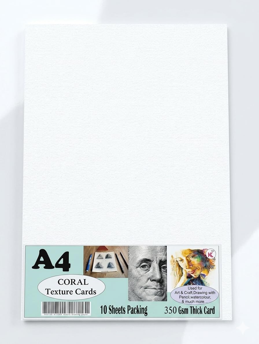 ART RANGER A4 White Textured Cardstock – 350 GSM Heavyweight Paper (10 Sheets) – Premium Artist Grade Cards for Watercolor, Sketching, Mixed Media, & Professional Crafting-image-18