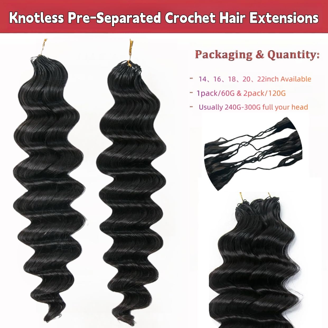 Amazon.com : Loose Deep Wave Human Crochet Hair Knotless Pre 