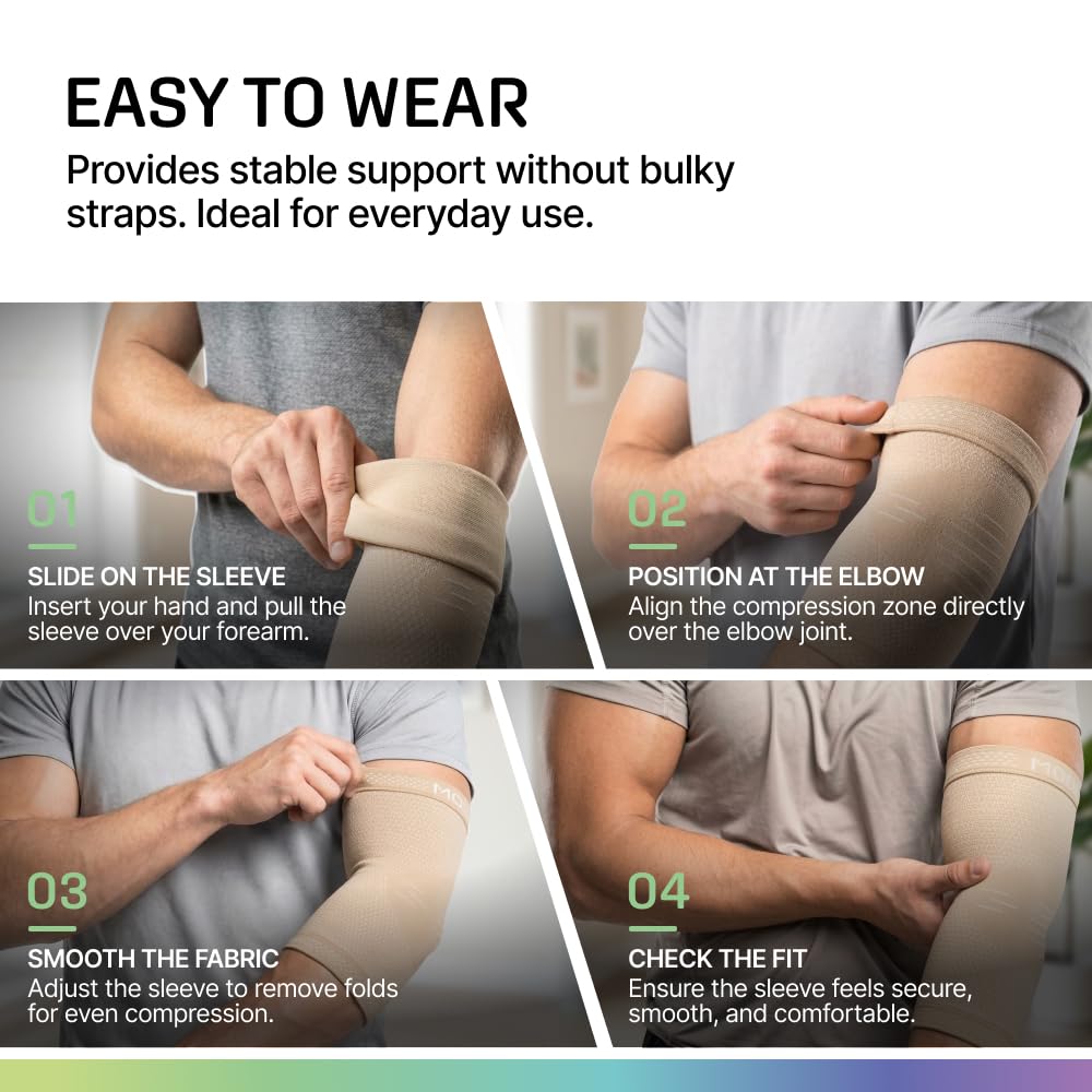 MODVEL Ellenbogenbandage – Kompressionsbandage für Gelenkschmerzlinderung, Erholung, Sehnenentzündung, Tennis- und Golferellenbogen, für Training und Gewichtheben, Einheitsgröße für Männer und Frauen
