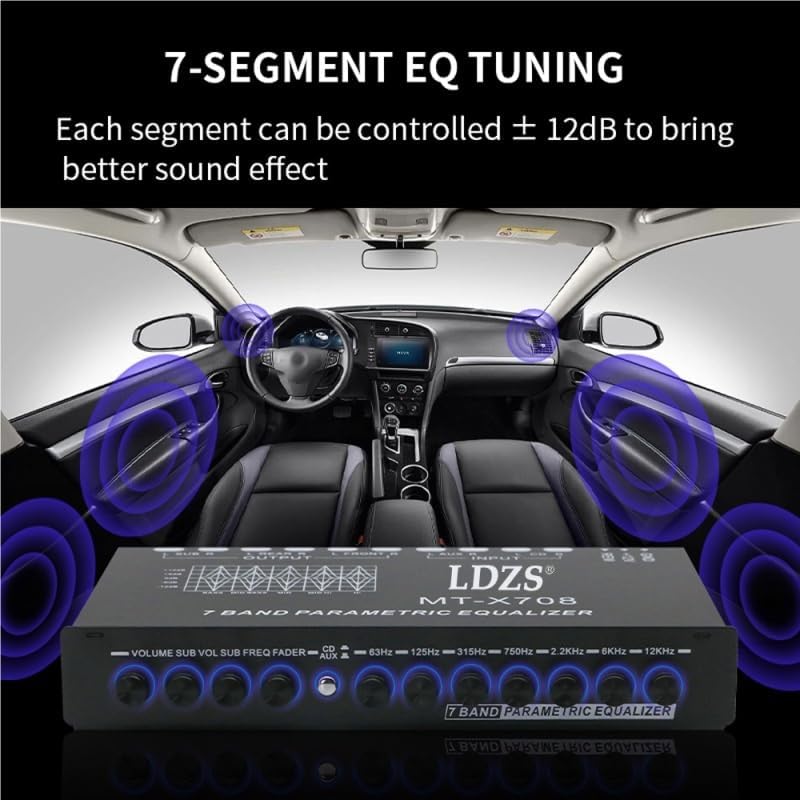 Suitable for Car Audio Graphic Equalizer Professional 7 Band Automotive Equalizer EQ Tuning Crossover Amplifier