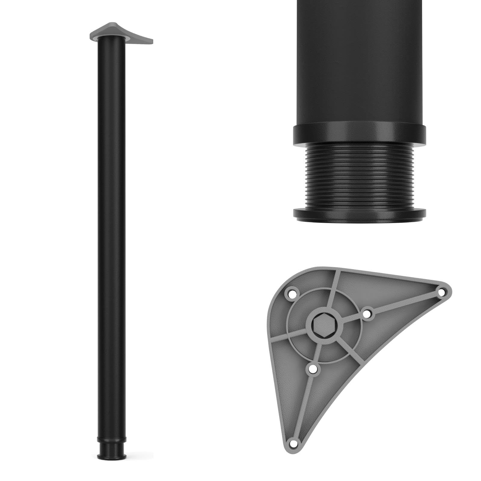 Dihl Single 870mm Black Adjustable Kitchen Worktop, Unit, Breakfast Bar, or Desk Table Leg Support with 60mm Diameter - Stylish and Versatile Stainless Steel Furniture Leg, 1 PCS