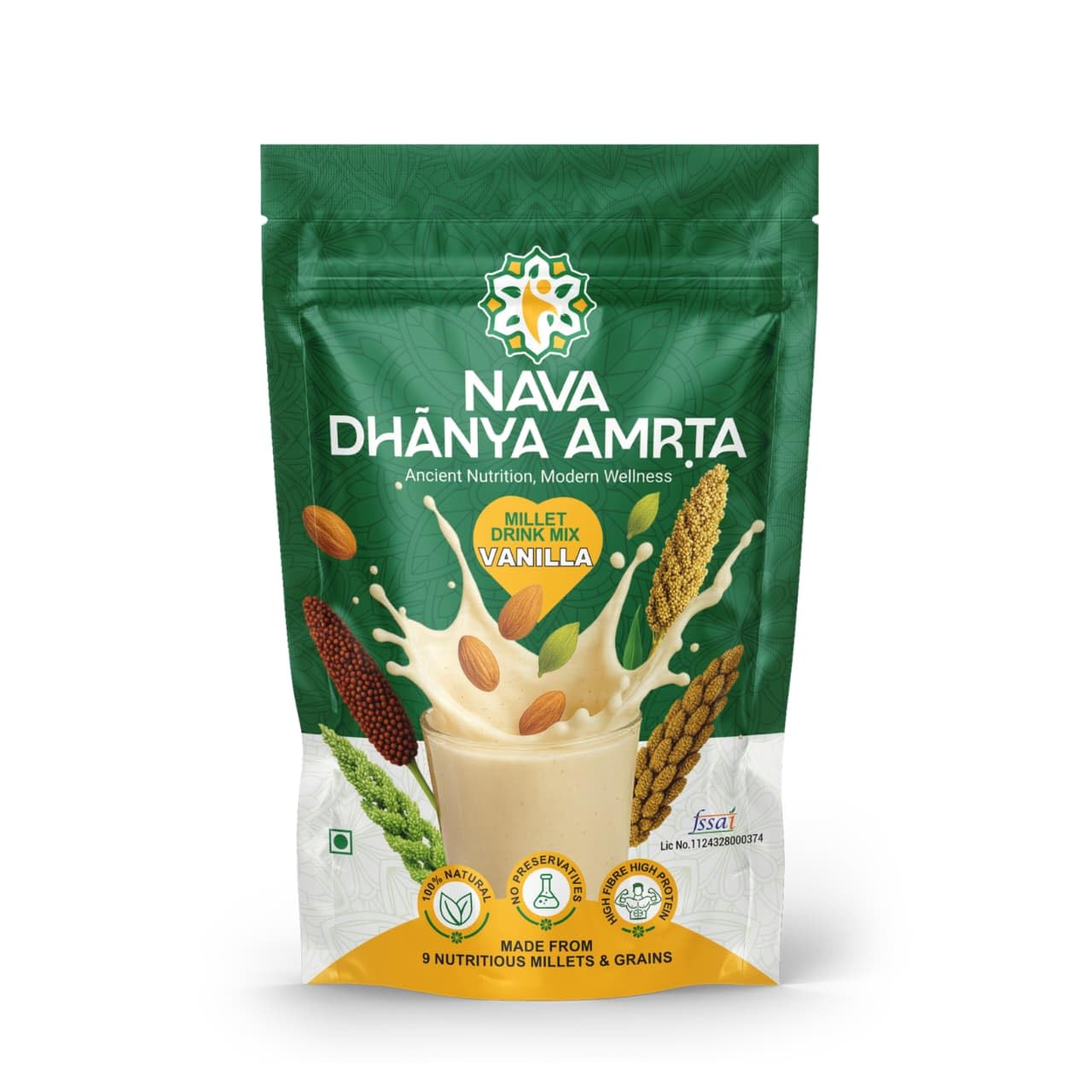 Naturaline Nava Dhanya Amrta Millet Drink Mix Vanilla 250 gms | Instant Multigrain Health Drink | Made from 9 Nutritious Millets & Grains | High Fibre High Protein | No Preservatives | Natural Wellness Drink-image-18