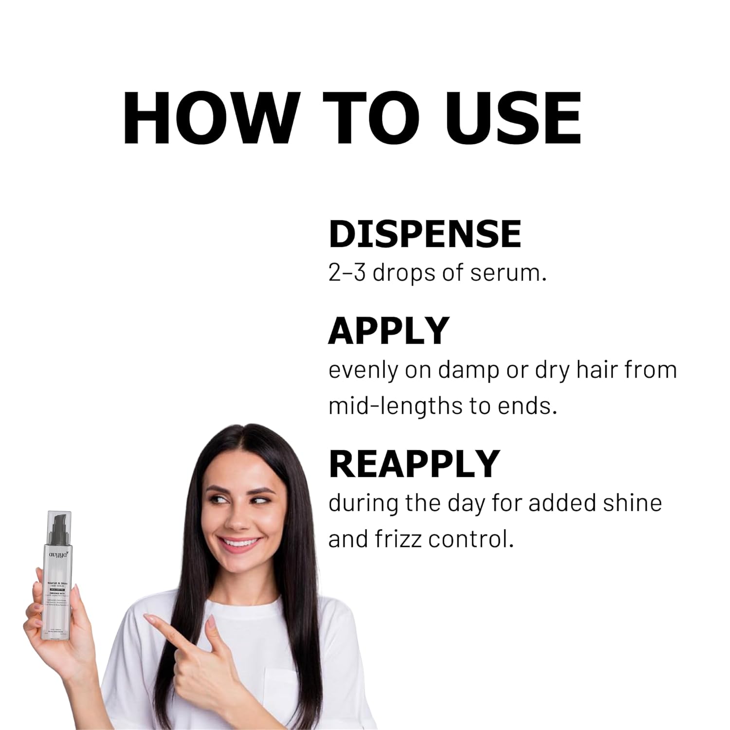 Nourish and Shine Hair Serum for Dry, Frizzy and Damaged Hair with Argan and Jojoba Oil, Frizz Control, Shine, Non-Greasy | 3.38 fl oz - Image 7