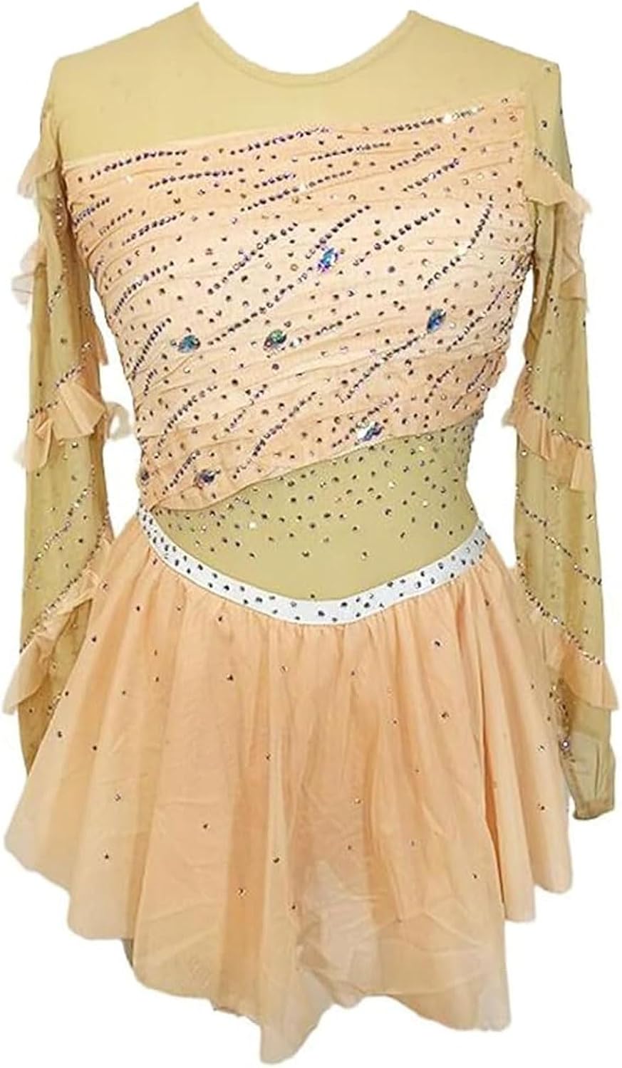 Figure Skating Competition Dress Girls' Ice Roller Skating Practice Costume Rhinestones Ballet Dancing Clothing