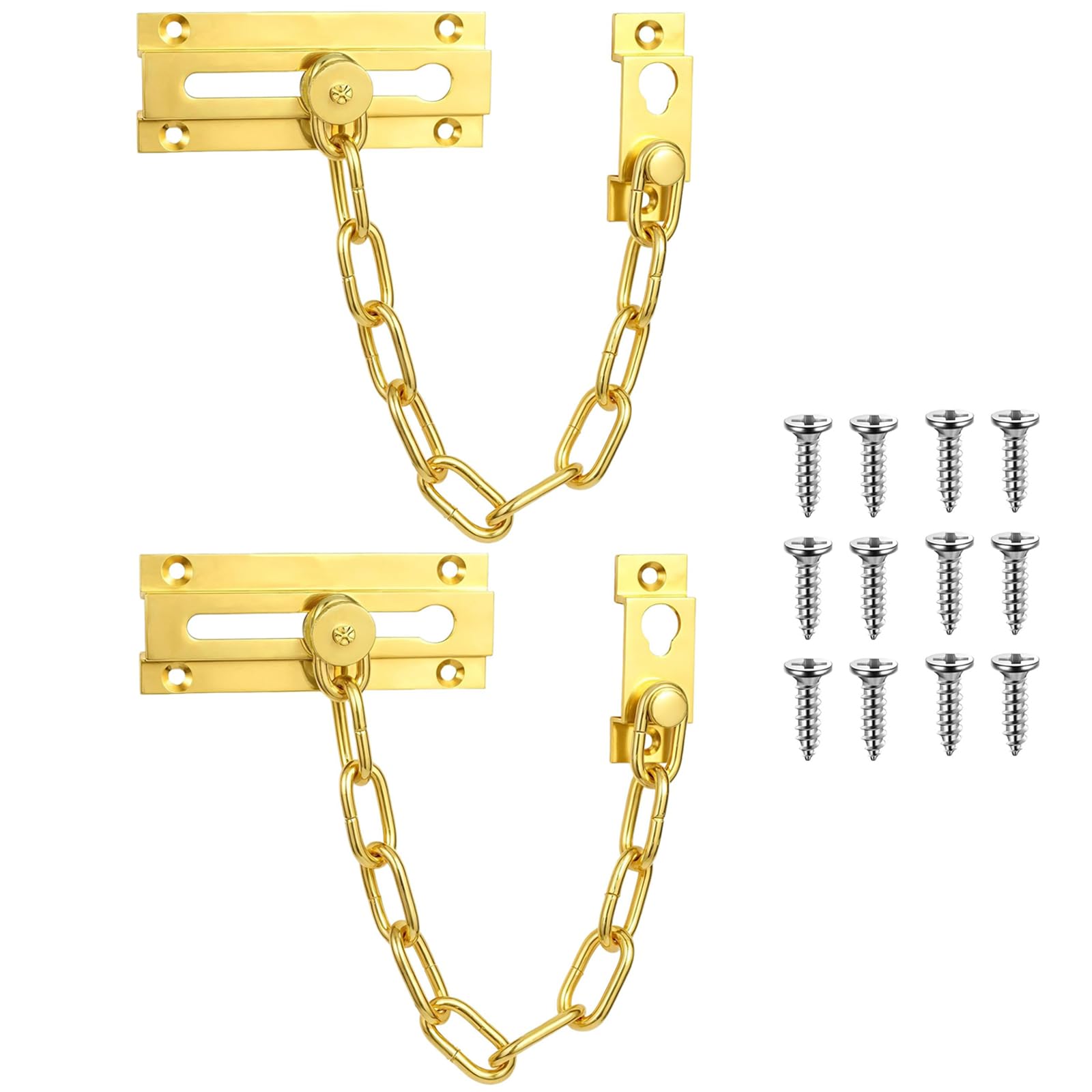 2 Pcs Door Chain Lock, Heavy Duty Security Latch with Mounting Screws