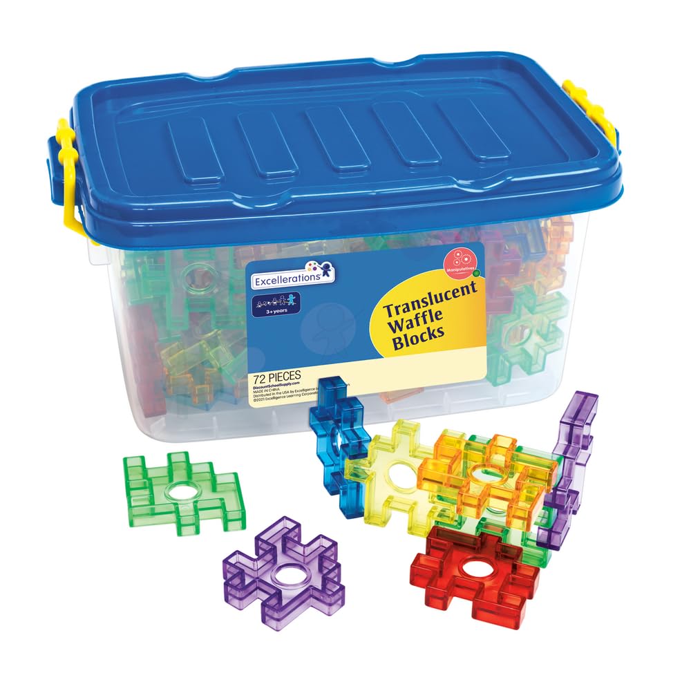 Excellerations Translucent Waffle Blocks - 72 Pieces