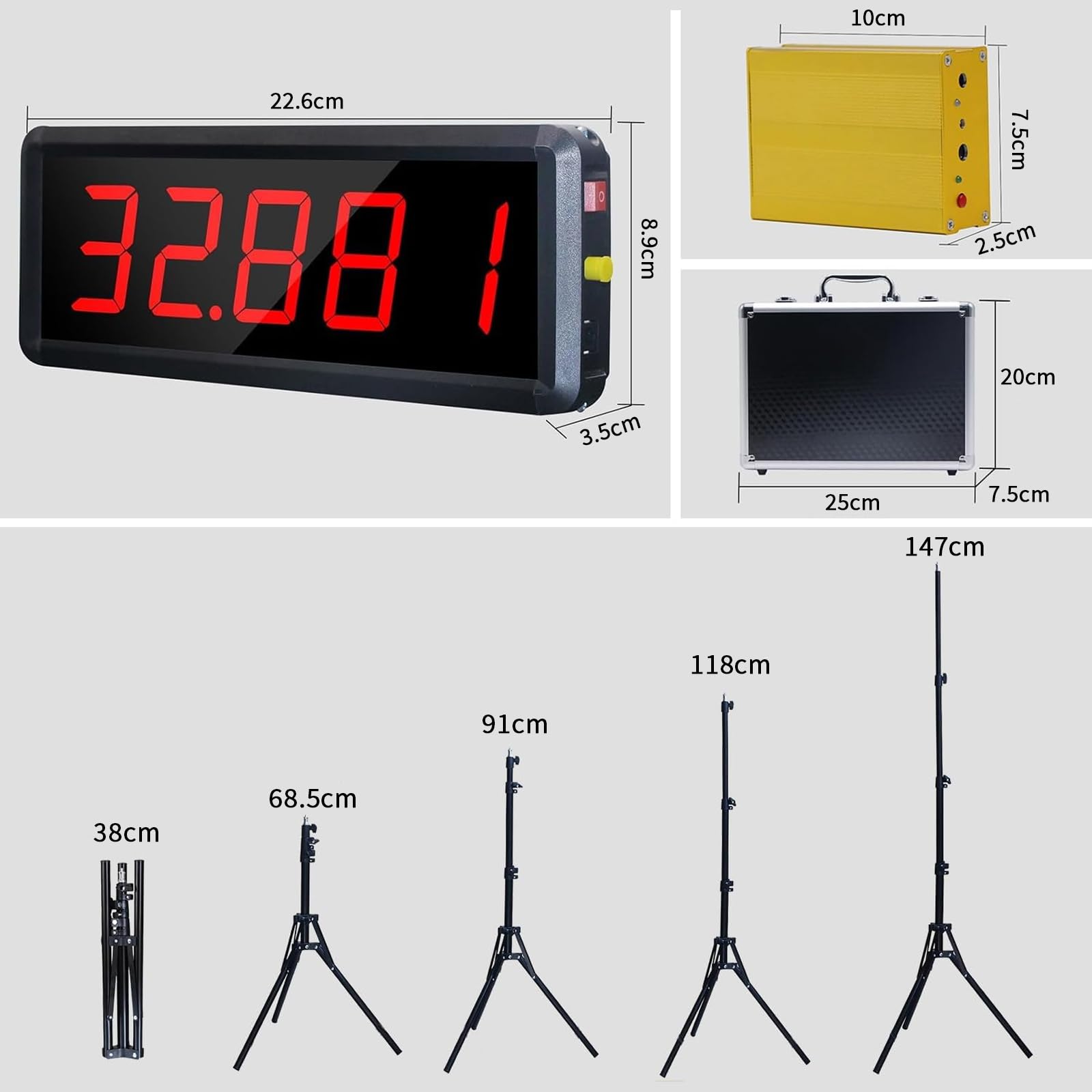 Timer Laser Wireless per Sprint, Cronometro per pista 40 60 Yard Dash, Sistema di Timer per Sprint Laser, Orologio da Gara per Corsa/Campo di Atletica/Transizione di Velocità (Supporto Alto)