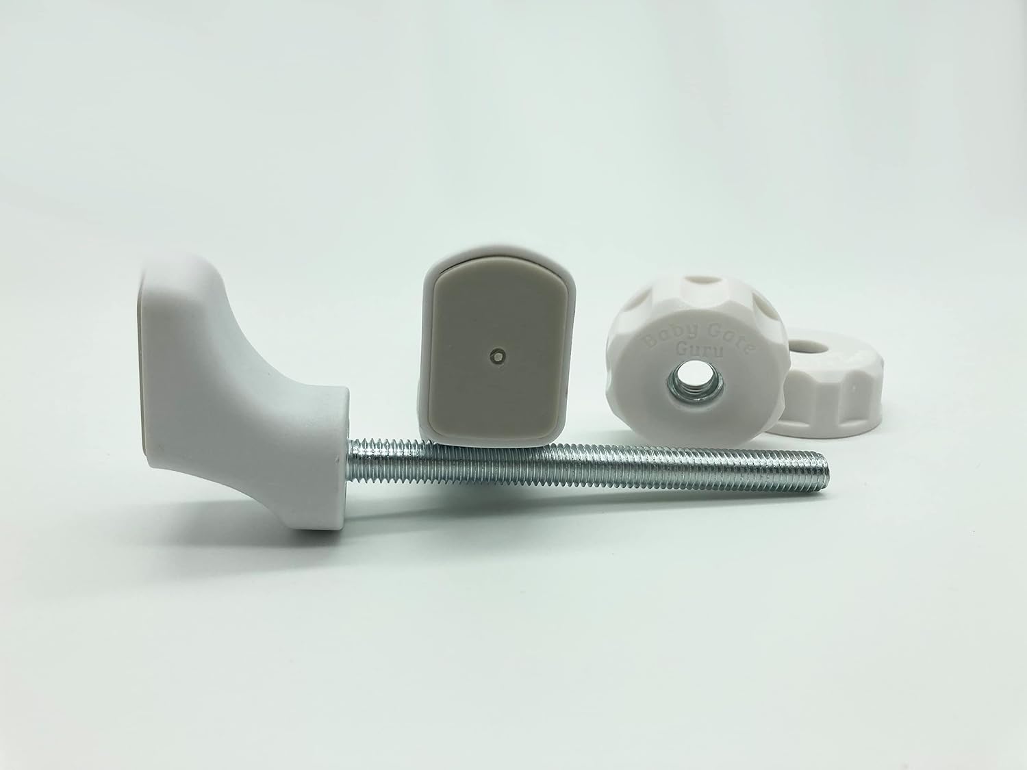 M8 (8mm) Quarter Round Spindle Rod Adapter 2 Pack for Pressure Mounted Baby and Pet Safety Gates (8mm, White)