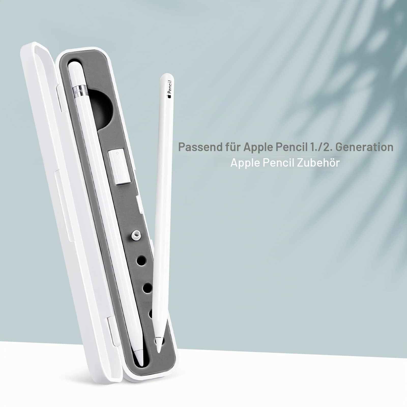 CASEBOT Stifthalter Hülle Kompatibel mit Apple Pencil Pro/USB-C, Apple Pencil 2./1. Generation, Tragbar Stylus Aufbewahrungsbox für Apple Pencil & Zubehör, Grau