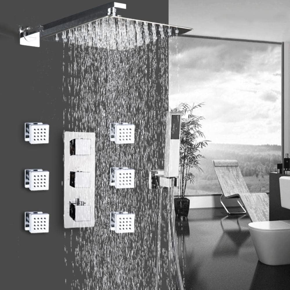 NZPOST Bathroom tatic Faucet Chrome Rain Shower Bath Faucet Bathtub Shower Mixer Tap Faucets Shower Set-16